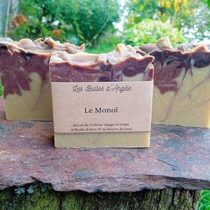 Le Monoï-Artisanal soap-Face and body-fragrance of the islands-organic olive oil-coconut-well-being-handmade