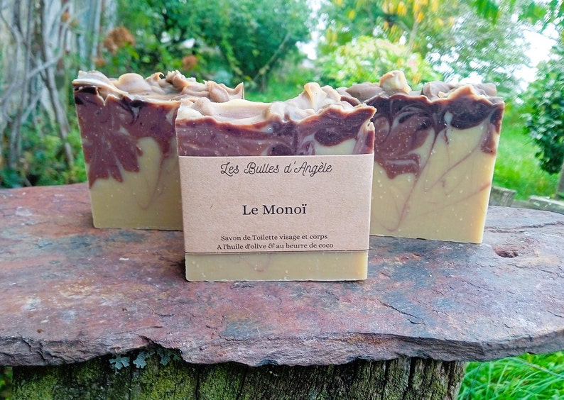 Le Monoï-Savon artisanal-Visage et corps-parfum des îles-huile d'olive biologique-coco-bien être-fait main image 1