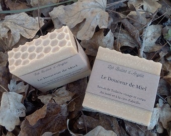 Le Douceur de Miel-Savon artisanal fait main-huile d'olive-Miel biologique-Sans huile de palme-Sans parfum sans huile essentielle-Peau sèche