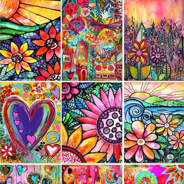 5D Diamond Painting Kit, Colorful Flowers Diamond Art, Full Square/Round Drill Mosaic Embroidery, DIY Home Wall Paint Art Decoration Gift