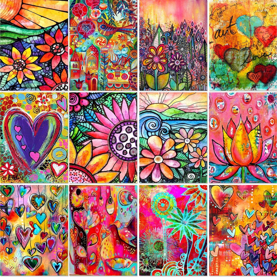 5D Diamond Painting Kit, Colorful Flowers Diamond Art, Full Square