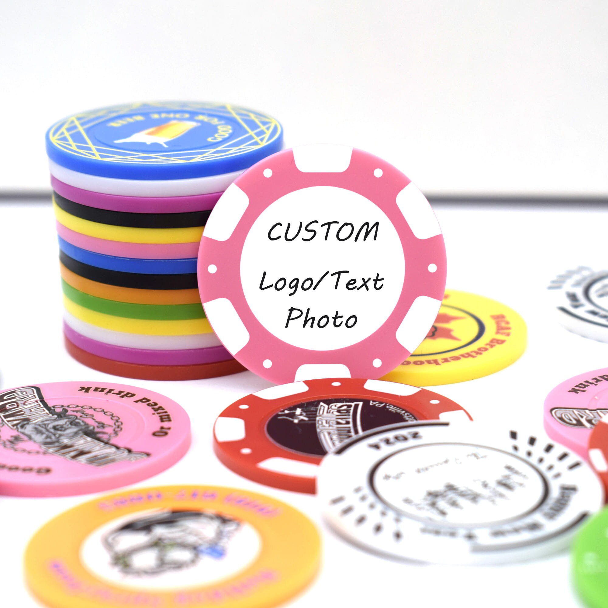 100-500 Personalized Poker Chips,custom Drink Chips,full