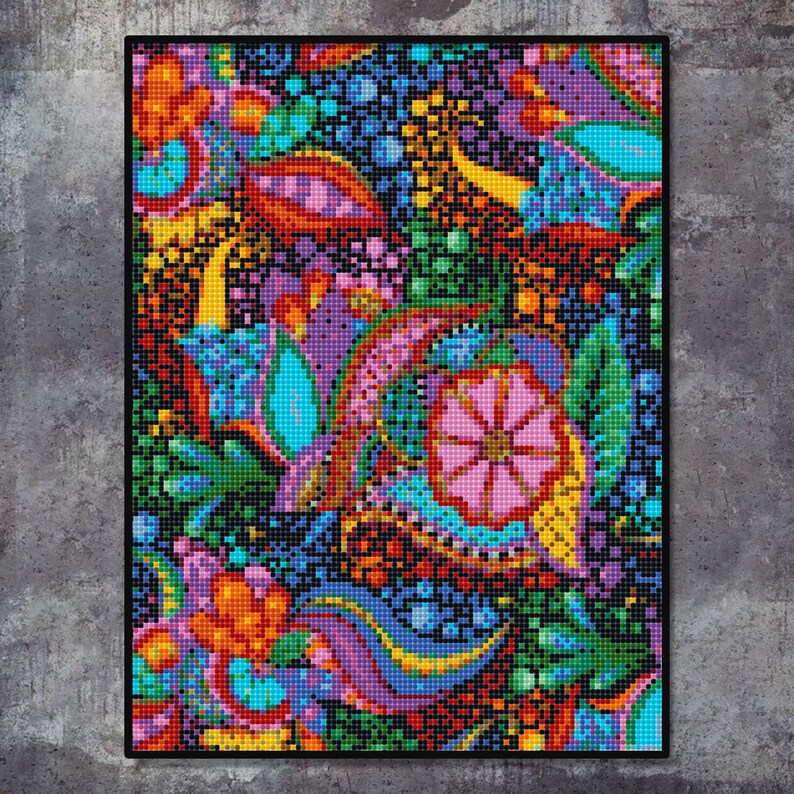 5D DIY Diamond Painting Kit Colorful Floral Diamond Art Etsy