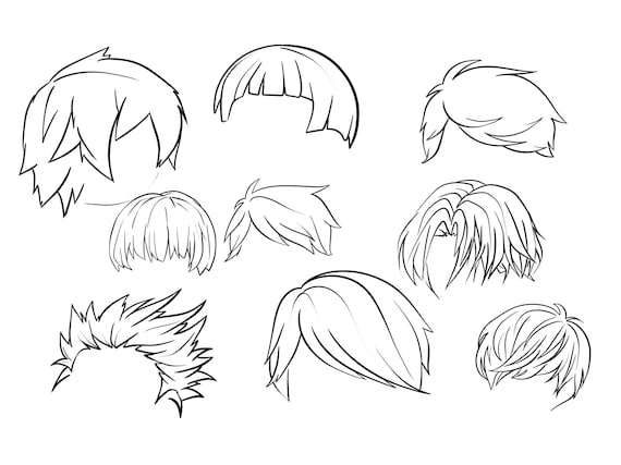 Procreate Hair Stamps  Chibi Boys Hairstyles  Manga Hair