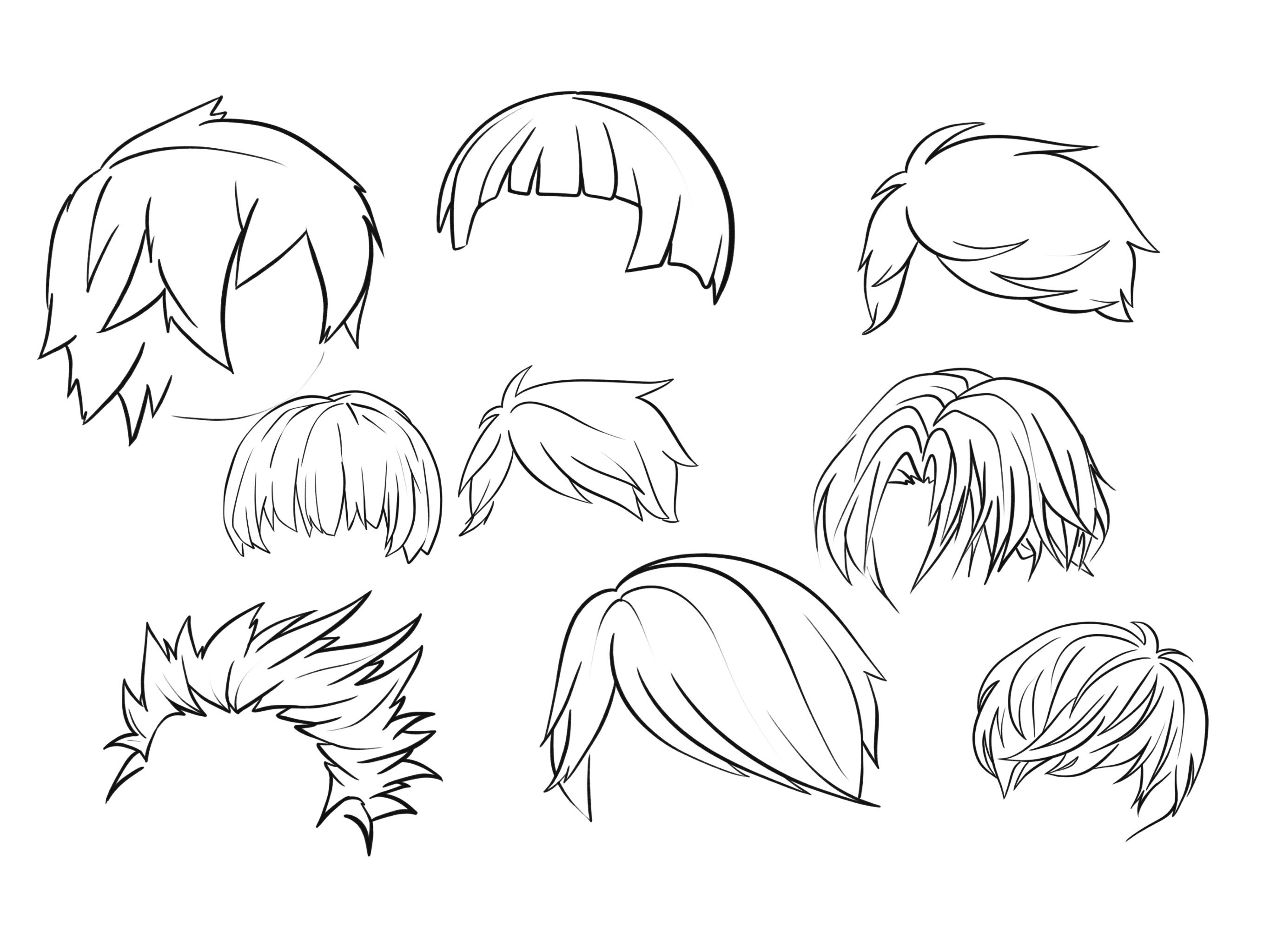 Anime Hair Stamp Brush for Procreate 31 Chibi Hair Reference -  Sweden