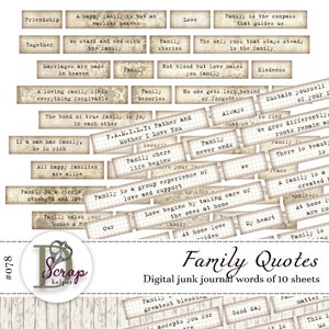 Diario basura familiar vintage Palabras inspiradoras de 10 hojas Palabras familiares Citas familiares Frases familiares Suministros para diario basura #078