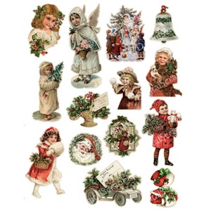 Vintage Christmas Fussy Cuts Ephemera Printable of 6 Sheets Christmas ...