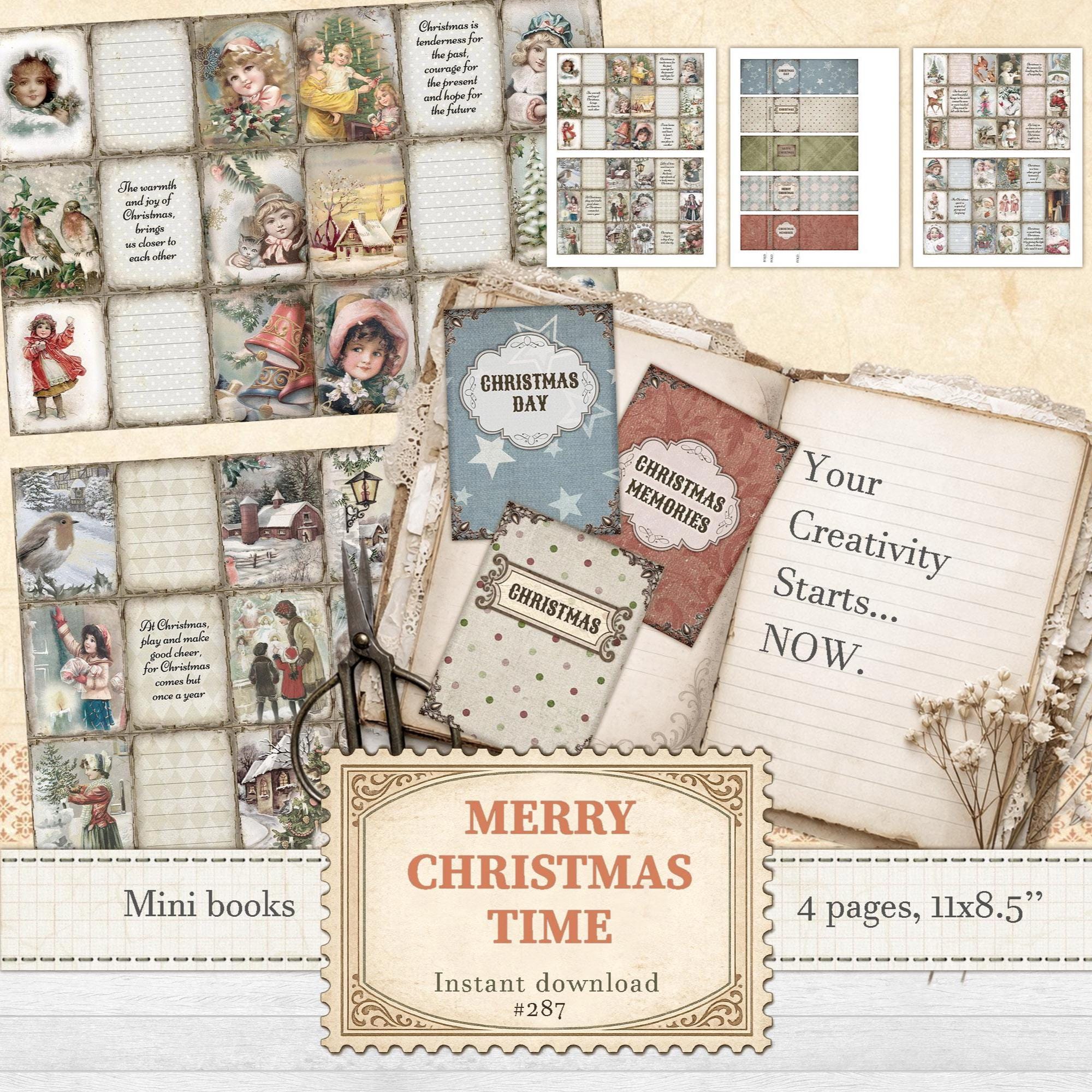 Vintage Christmas Mini Books for Miniature Dollhouse Accessories