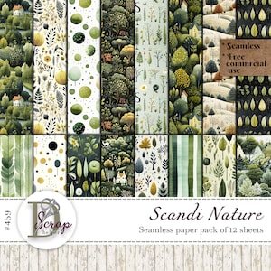 Motivo scandinavo senza soluzione di continuità Natura Motivo nordico Scandinavo Arte popolare Floreale Etnico Carta digitale Uso commerciale gratuito 16 fogli #459