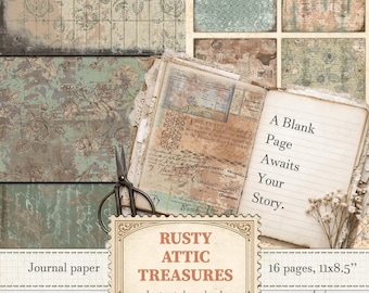Grunge rusty collage paper for distressed background and vintage junk journals | Digital download | 128