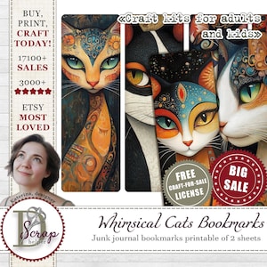 Skurril Katzen Lesezeichen Set 10 Elemente druckbare Illustrierte Lesezeichen Bündel für Buchclub Geschenk Lesezubehör Einzigartiges Geschenk für Buchliebhaber #997