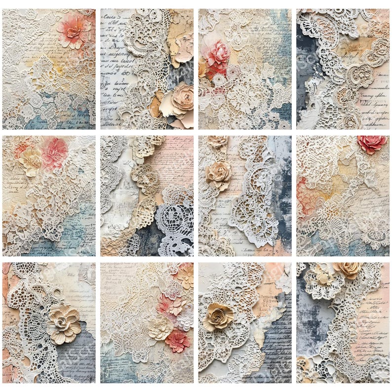 Antique Lace Background Papers for Victorian Scrapbooking Collages and ...