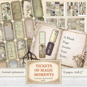 Fairy junk journal tickets for enchanted forest ephemera and fairytale scrapbooking | Digital download | 283