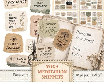 Meditation yoga quotes fussy cut snippets for boho positive affirmation scrapbook | Digital download | 1518