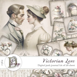 Viktorianisches junk journal kit 28 Seiten zum ausdrucken Shabby Chic Ladies Roses Rosa Shabby Chic Cottagecore Floral shabby chic