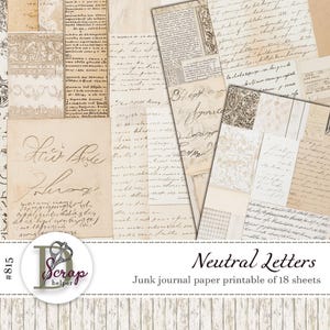 Neutrales Collagenpapier zum Ausdrucken von 18 Seiten Vintage Buchstaben Masterboard Scrappy Backing Basic Masculine Men Pergamentpapier #815