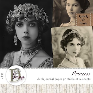 Vintage koninklijke foto afdrukbare 12 vellen koningin prinses foto's vrouwen oude foto antiek portret vintage dames gratis commercieel gebruik #431