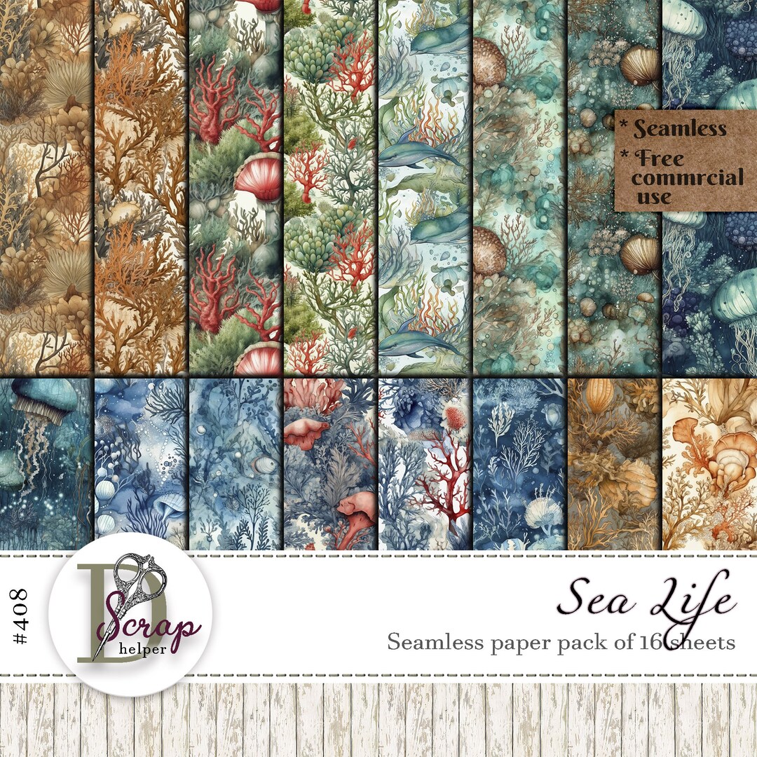 Nautical Digital Paper Sea Seamless Pattern Free Commercial Use ...