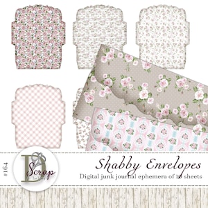 10 Blatt Vintage Shabby Chic Ephemera Umschläge Frühling Blumen Sommer Rosa shabby junk journal Bedarf #164