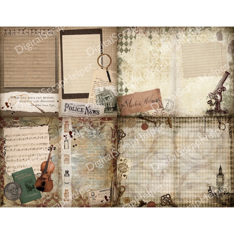 Sherlock Holmes Junk Journal Kit Printable of 36 Sheets - Etsy
