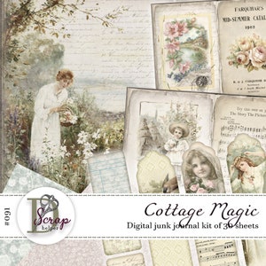"30 Blatt vintage junk journal kit "" Shabby Chic Frau Botanisches Cottagecore #091."