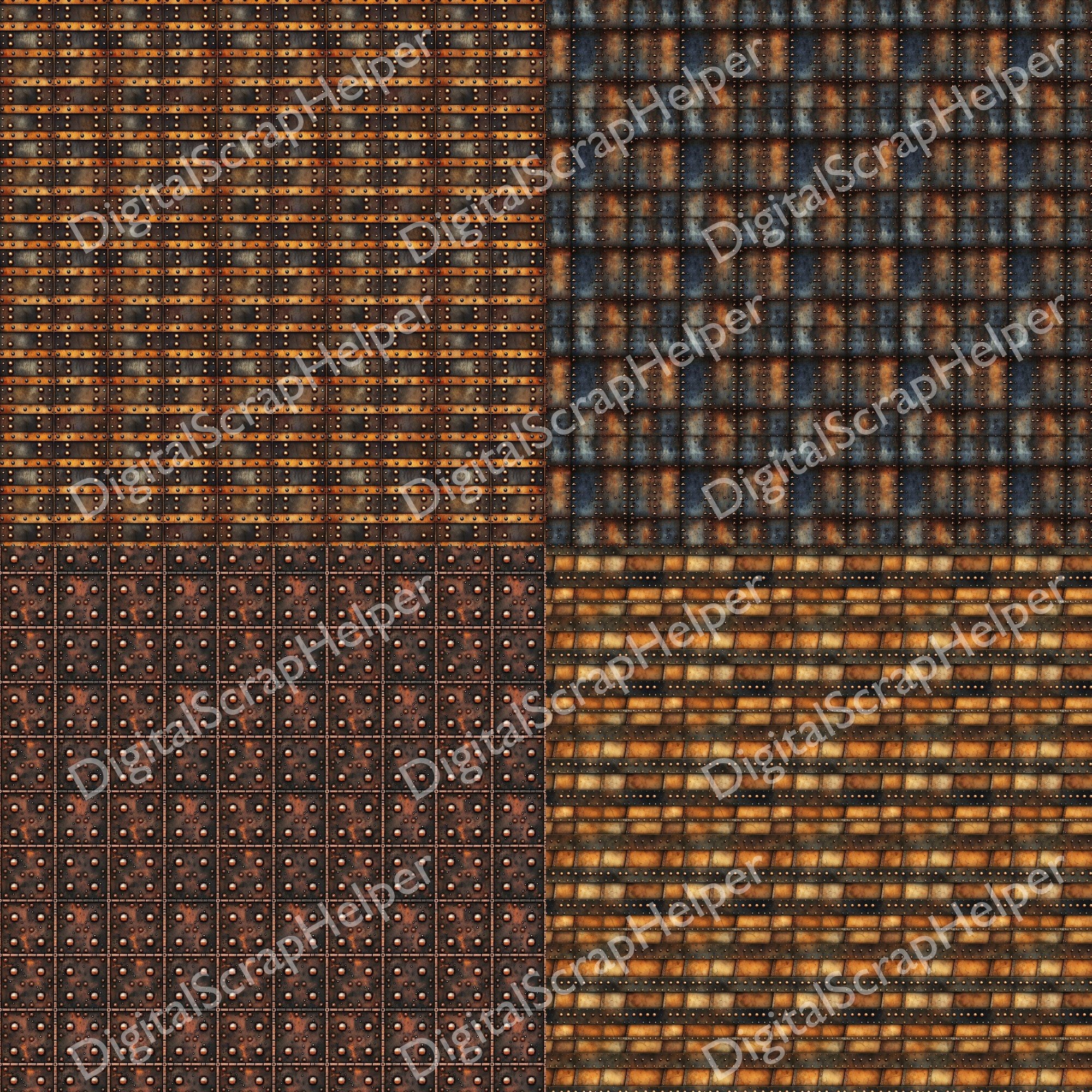 Metal Rivets Steampunk Seamless Pattern Digital Paper Industrial ...