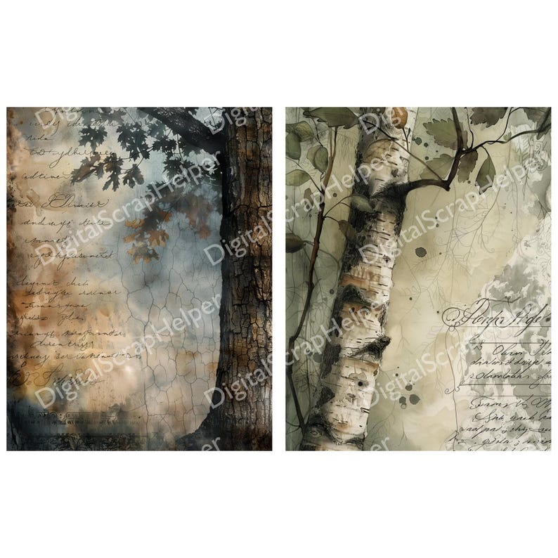 Tree Bark Paper Pack for Forest Junk Journals and Nature Collages ...