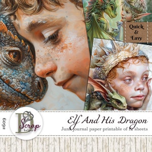 Elfen und Drachen Junk Journal Papier Printable 12 Blatt Holz Hexe Waldgeist Elfe Magie Grimoire junk journal Papier #609