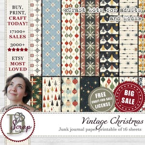 Afdrukbaar papier Nordic Christmas-junglejournaal 16 vellen December dagelijkse kersttradities Shabby Christmas-junglejournaalbenodigdheden #529