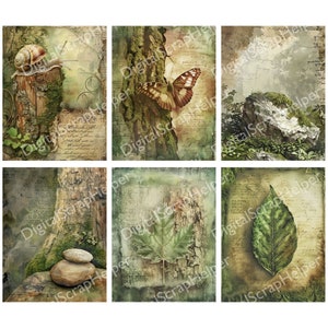 Forest Junk Journal Paper Printable 48 Sheets Woodland Collage Nature ...