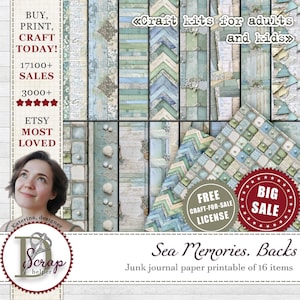 Afdrukbaar papier voor zeeherinneringen junkjournal 16 vellen Verliefd op de zee Coastal journal supplies Marine papercraft On the Beach lover #1077