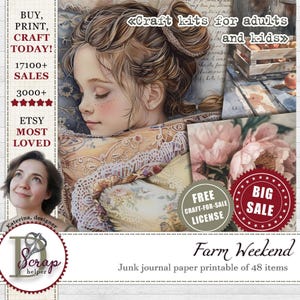 Junk Journal Papier Printable 48 Blatt 48 Blatt Landhaus Cottagecore Cozy home Shabby Chic Cottage Journal #917