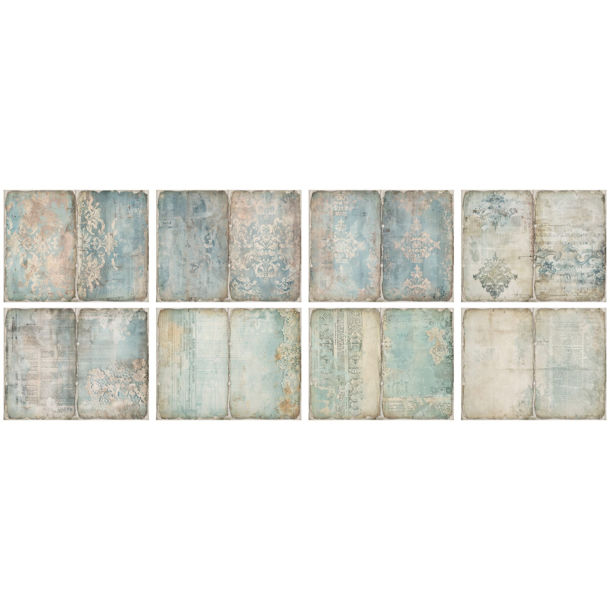 Blue Shabby Junk Journal Pages Printable of 48 Sheets Vintage Basic ...