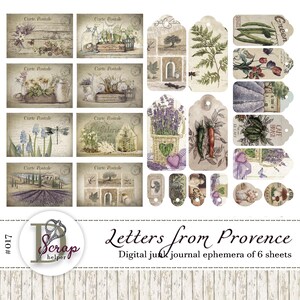 Efêmeras botânicas 6 folhas para impressão Floral Shabby Natureza Provence Flores silvestres Botânico Verão Lavanda Cottage lixo diário suprimentos #017