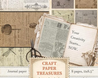 Neutralne tła w stylu vintage dla początkujących miłośników scrapbookingu w stylu cottagecore | Pobierz cyfrowo | 127