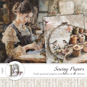 48 Blätter Shabby Chic Patchwork für Junk Journal Nähzubehör #910