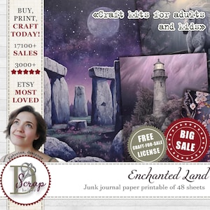 Enchanted garden journal paper printable 48 sheets Fairy Magic Grimoire Witchcraft Mystic Book of shadows Wizard junk journal supplies #377