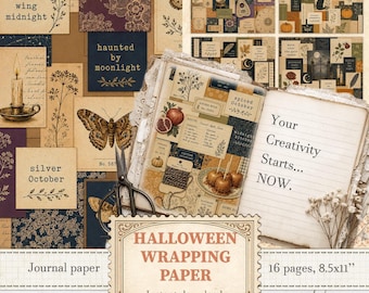 Retro Halloween background paper for Spooky season wrapping and journal ephemera | Digital download | 1596