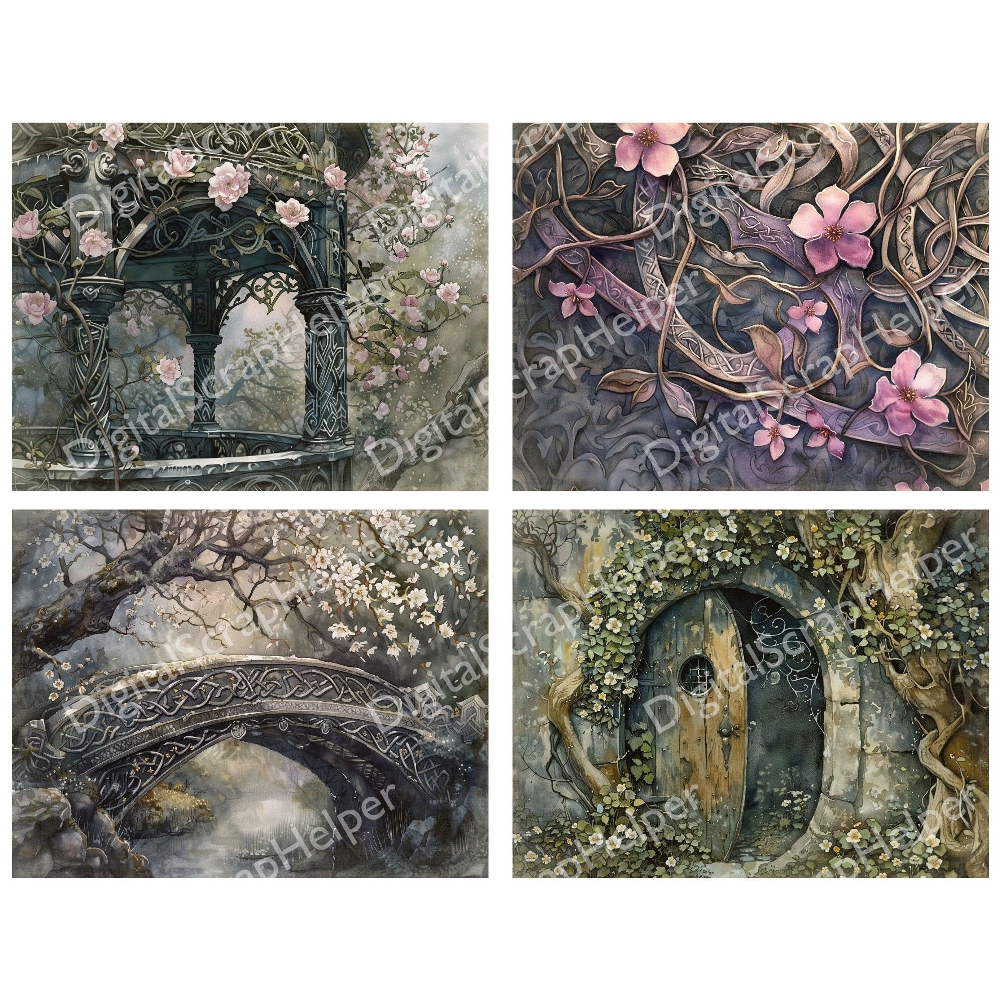 Elven Spring Spring Elven Junk Journal Paper, Forest Fairy Tale (digital Download ...