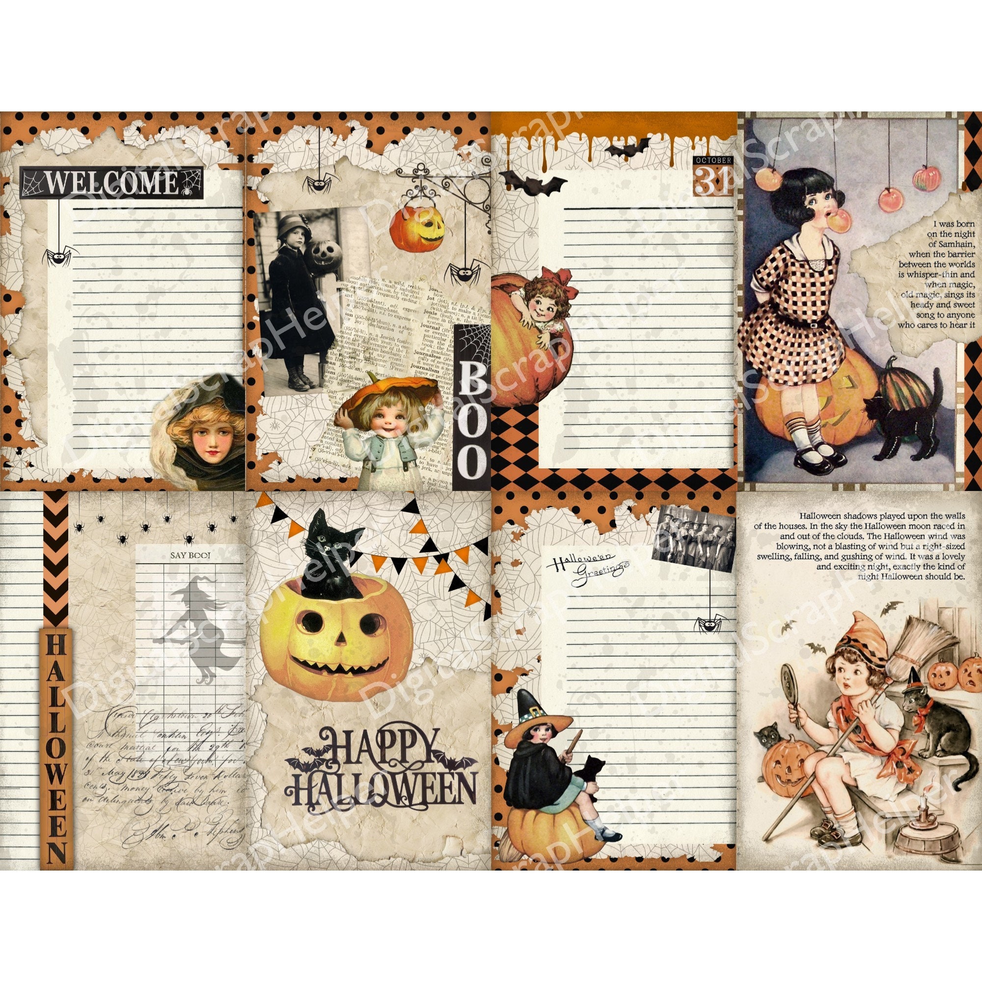 Halloween Junk Journal Kit for Vintage Spooky Ephemera Inserts and ...