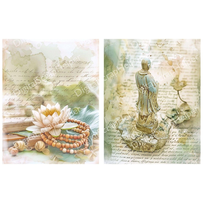 Zen Journal Zen Garden Junk Journal Printable of 12 Sheets Meditation Pictures ...
