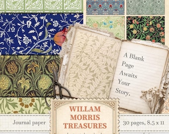William Morris Papierset für Scrapbooking und Ephemera im Jugendstil | Digitaler Download