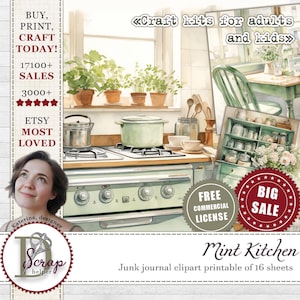 Rustikale Küche grün shabby chic Cliparts shabby chic Küche grün grün aquarelliert grün mint grün Küche Retro Küche Rustikal grün #857
