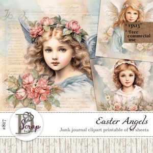Shabby Chic Oster Engel Cliparts Bundle zum ausdrucken Frühling Jesus Bibel Gebet Ostern Dekor Ostern Decoupage Ostern Junk Journal #817