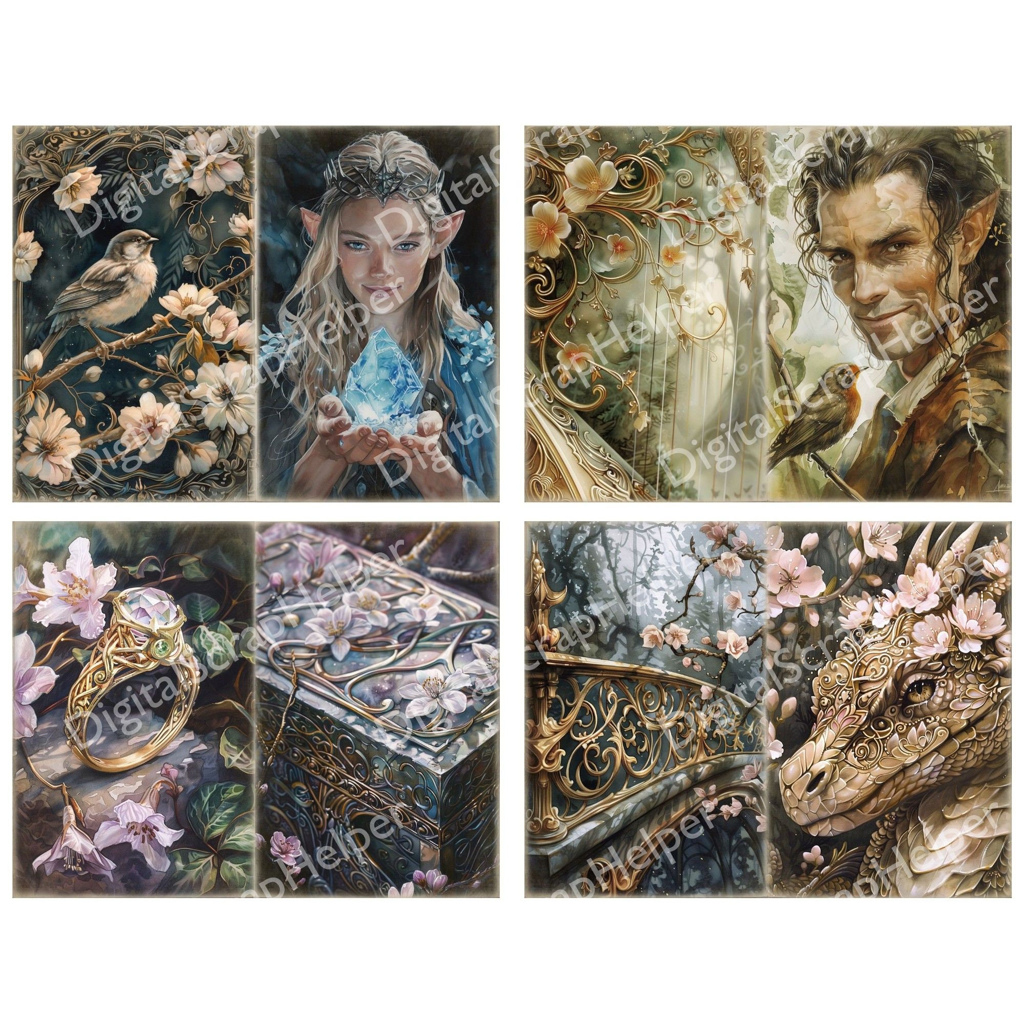 Elven Spring Spring Elven Junk Journal Pages for Fantasy Forest Fairytale ...
