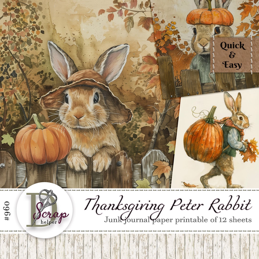 Scrappy Rabbit Thanksgiving Peter Rabbit Paper for Beatrix Potter Scrappy Ephemera and ...