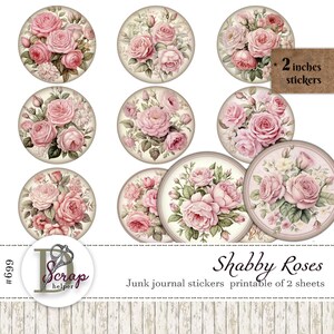 2 x 2 Bögen zum selbst ausdrucken shabby chic Cottage Garden Rosen shabby chic Kreise in Kreise zum selbst ausdrucken - #699