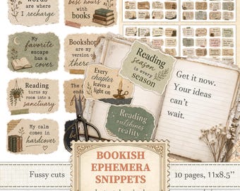 Reading quote stickers Bookish sayings Book lover words Literary snail mail | Digital download | 1527