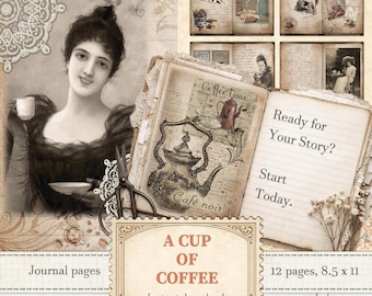 Kaffee Junk Journal Seiten für Barista Scrapbooking und Kaffeeliebhaber Basteln | Digitaler Download | 015