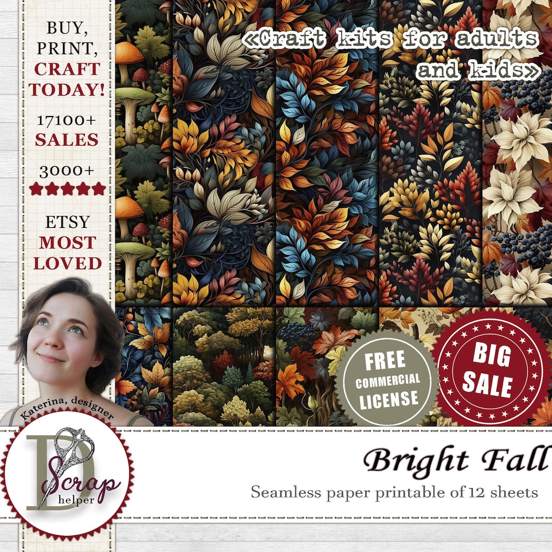 Fall Seamless Paper Pack With Autumn Harvest Patterns for Commercial ...